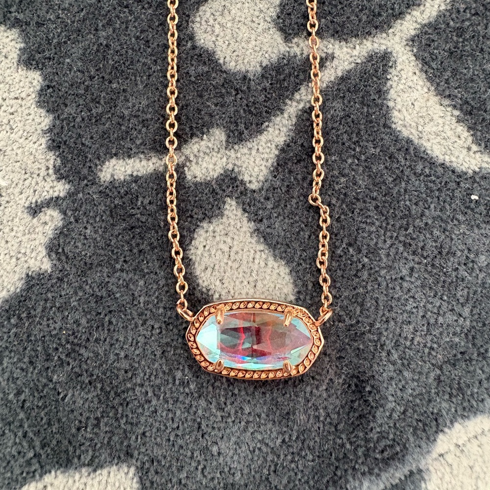 Kendra Scott Rose Gold Elisa Necklace Iridescent